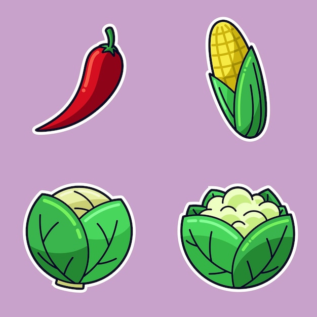 Simple Cute Cartoon Vegetable Vector