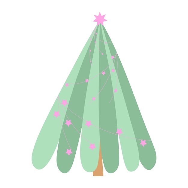 Simple cute Christmas tree with pink decorations