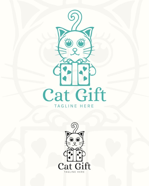 Simple and cute logo cat for gift brand