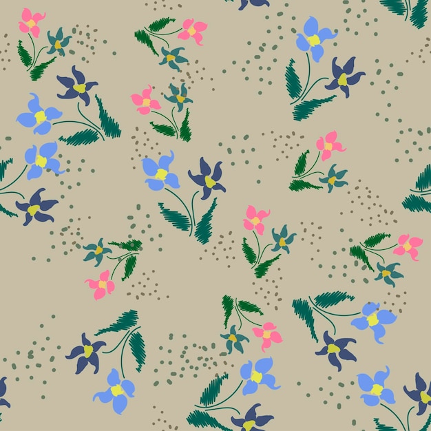 Simple cute pattern in small flowers. Shabby chic millefleurs. Floral seamless background for dress, manufacturing, wallpapers, print, gift wrap and scrapbooking.