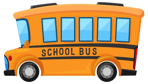 Simple cute school bus on white background