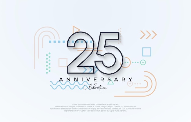 Vector simple design 25th anniversary with a simple line premium design premium vector for poster banner celebration greeting