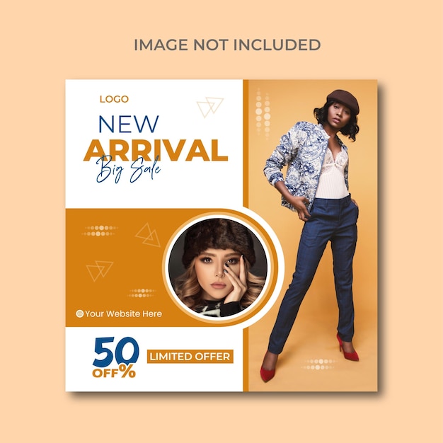 Simple design fashion sale social media post square instagram web banner template