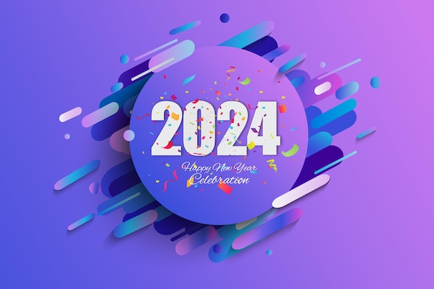 Simple Design Happy New Year 2024 With geometric abstrac icon Premium Background for Banners Poste