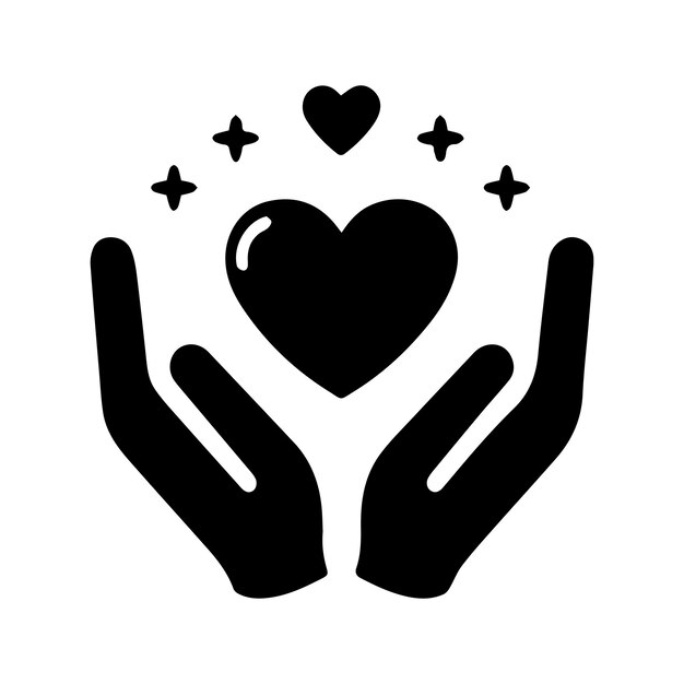 Simple Design Icon Love And Hands Black And White