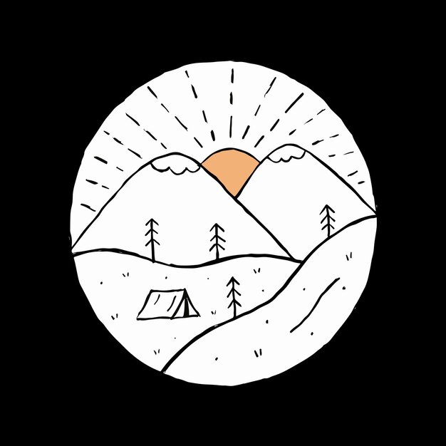 Simple design of nature camping mountain wildlife design