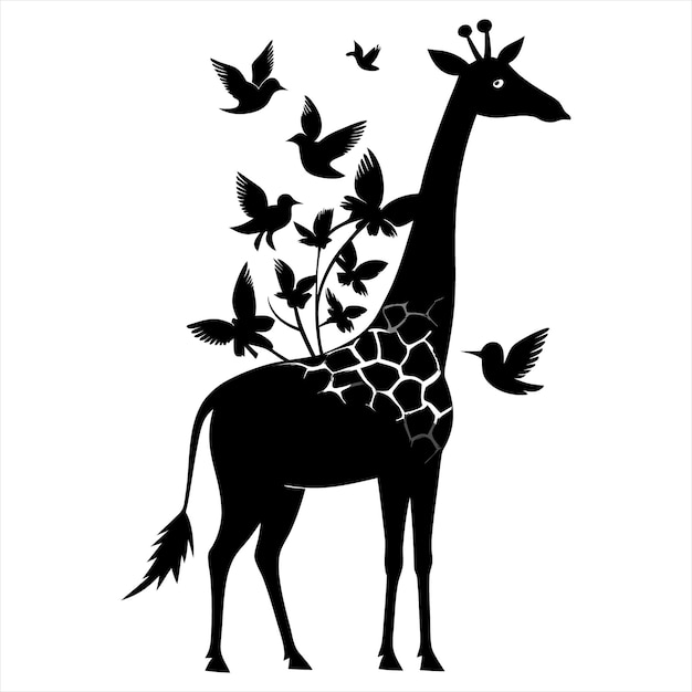 Vector simple design of silhouette of giraffe collection