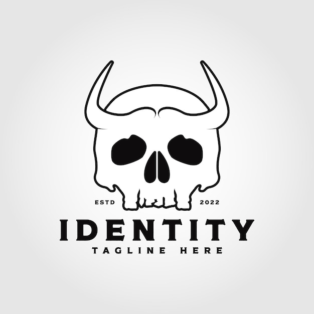 Simple Design of Skull with Horns logo Vector illustration design