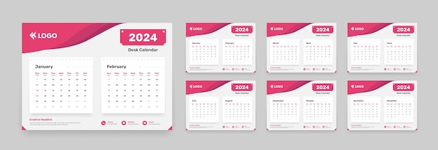 Simple designed 2024 calendar with accurate date format and layout for two months on every page