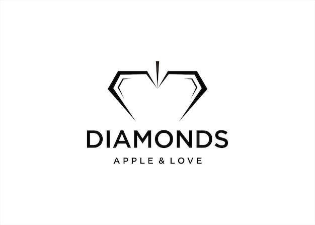 simple Diamond logo design vector symbol icon luxury fruit apple concept jewelry