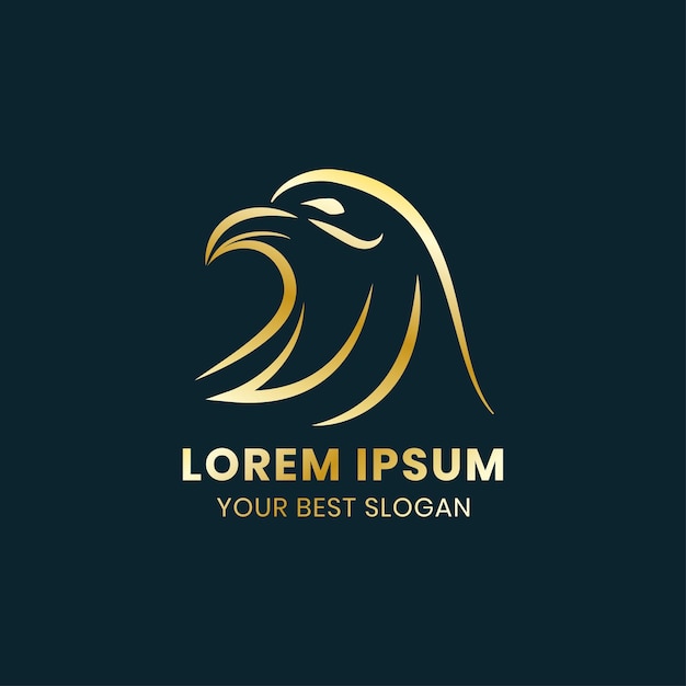 Simple eagle head logo in gold color premium download