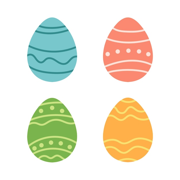 Simple easter stylized egg set in flat cartoon design  vector on white