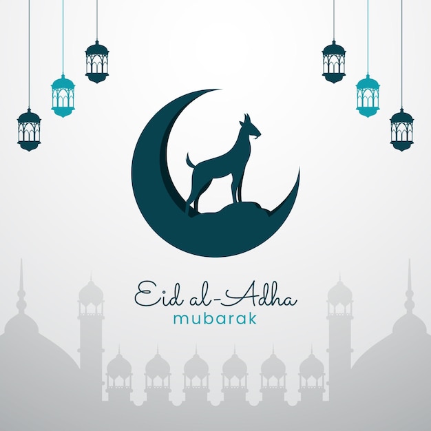 Simple eid al adha mubarak islamic background  