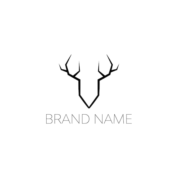 Simple elegant black deer logo design concept Geometric black animal on white background