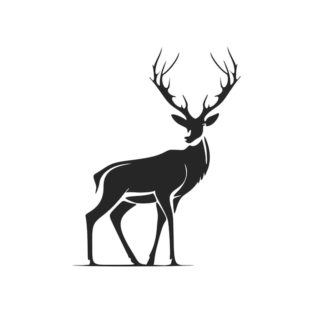 Simple and elegant black and white deer vector logo