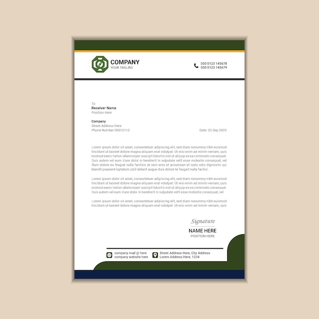 Simple and Elegant Corporate Letterhead Design for Professional Communications