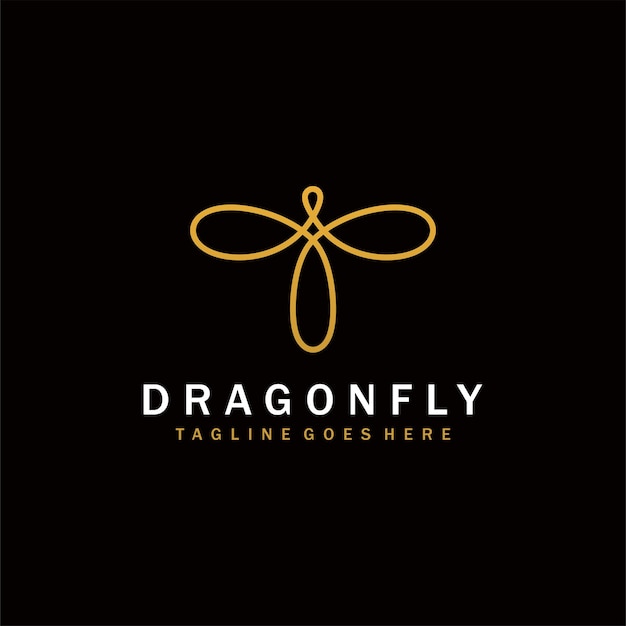 Simple Elegant Dragonfly Line art Logo Design