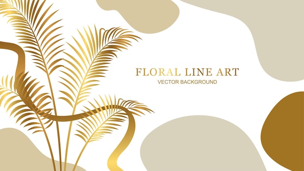 Simple elegant golden palm leaves with abstract background