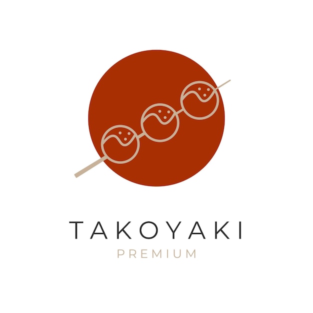 Simple and Elegant Illustration Logo of Japanese Food Takoyaki