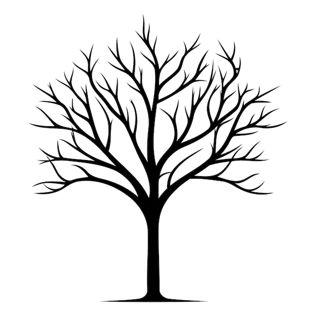 Simple elegant silhouette of a bare tree perfect for naturethemed designs