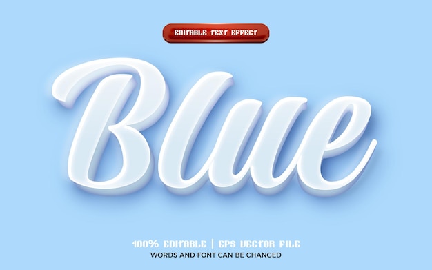 Simple elegant white blue 3d editable text effect style