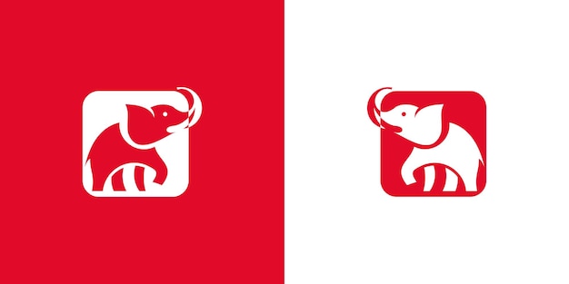 Simple elephant logo design with modern concept head elephant premium vector