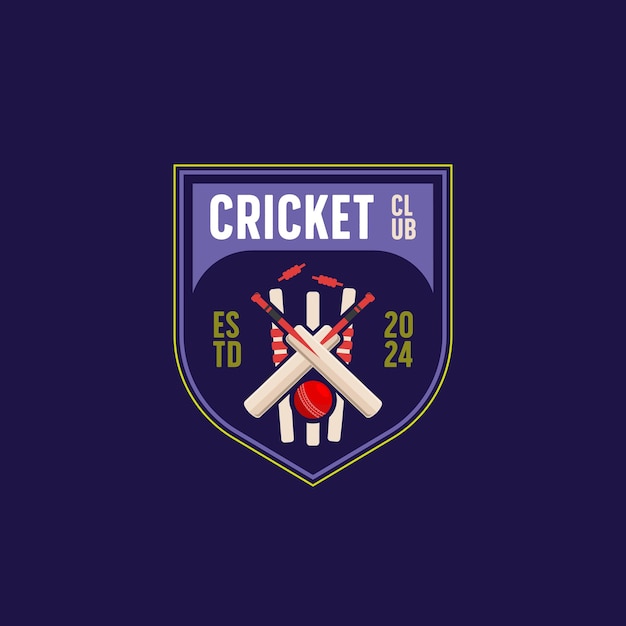 Vector simple emblem of cricket logo template cricket ball bat and stick graphic element vector design