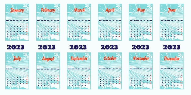 Vector simple european 2023 year vector calendar