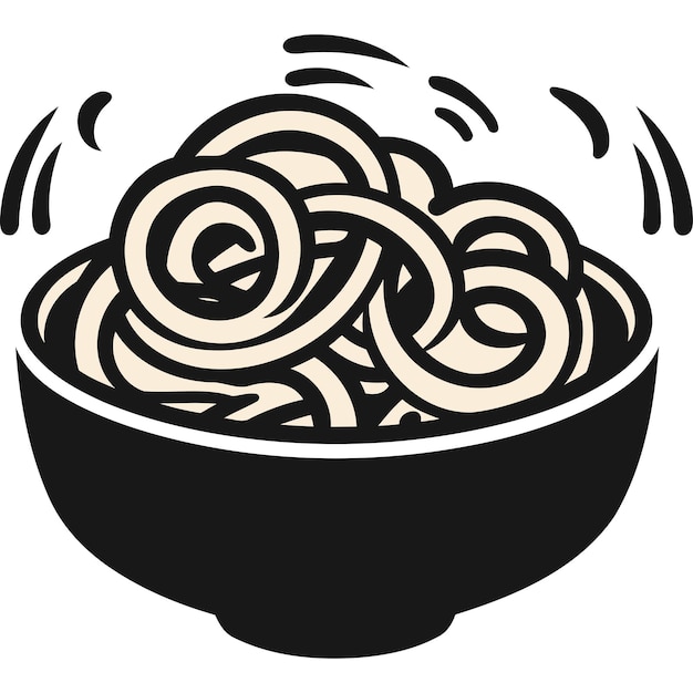 A simple yet eyecatching illustration of a bowl of noodles with steam rising above