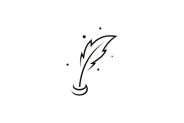 Simple feather pen signature logo design