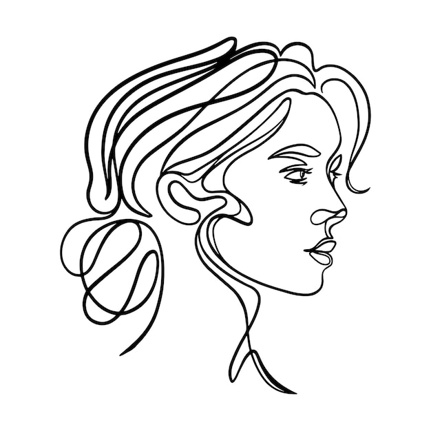 Simple Female line art portrait