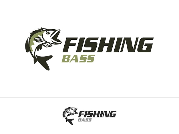 Simple Fish Bass Illustration Logo Design Vector for Fishing Hobby Fisherman Angler for T-shirt