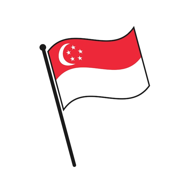 Simple flag Singapore icon isolated on white background