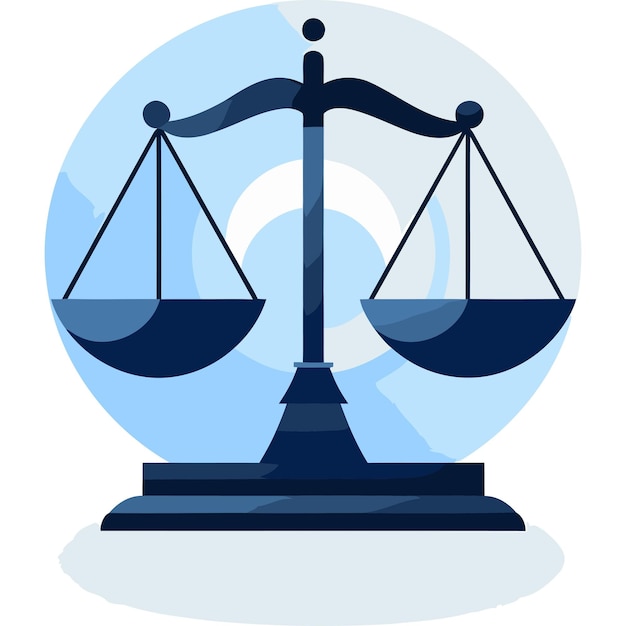 Vector a simple flat design illustration of a scale of justice a symbol of law fairness and balance