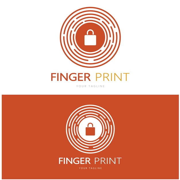 Simple flat fingerprint logofor securityidentificationbadgeemblembusiness carddigitalvector