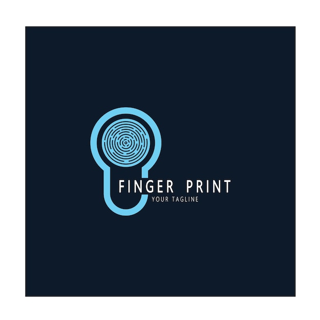 Simple flat fingerprint logofor securityidentificationbadgeemblembusiness carddigitalvector