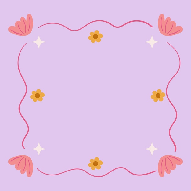 Simple Flat Flower Frame Background