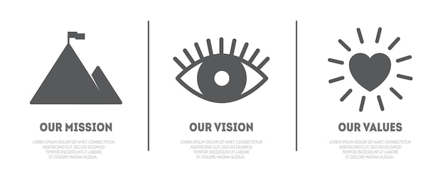 Simple flat icon Mission Vision and Values of company