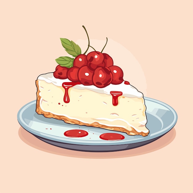 Simple flat illustration of classic cheesecake with High quality