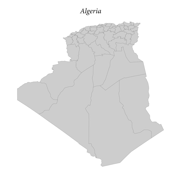 Vector simple flat map of algeria with district borders