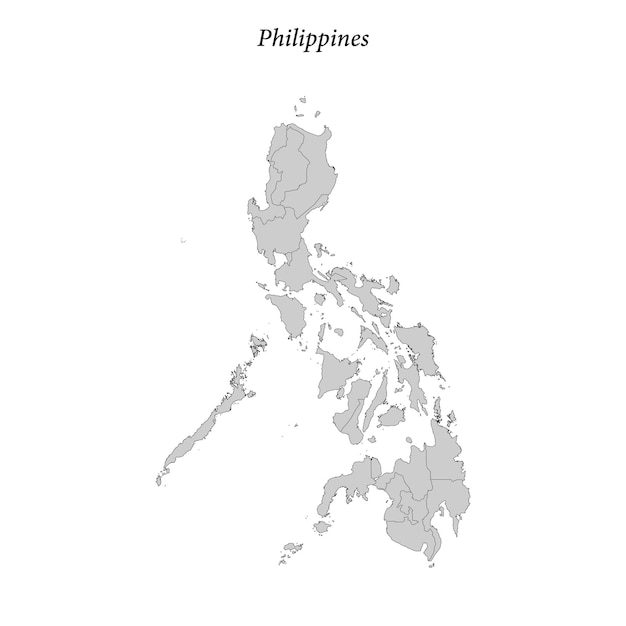 Vector simple flat map of philippines with district borders