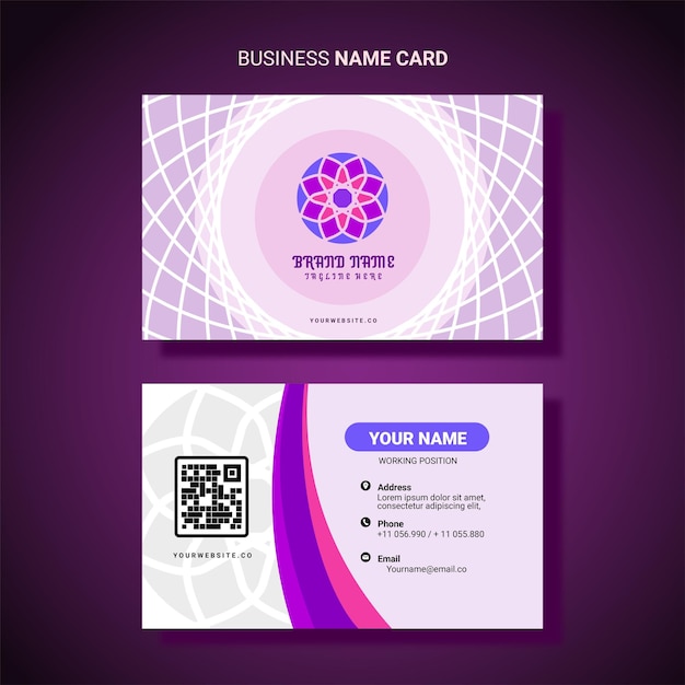 Simple flat modern business card branding template front and back side