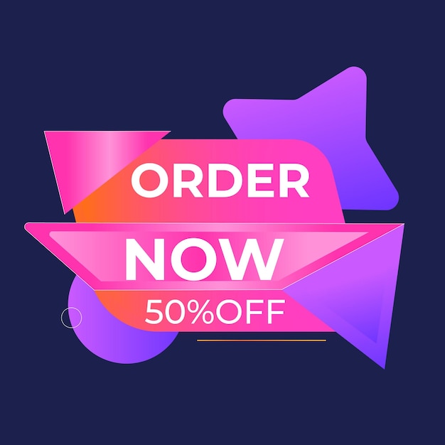 Vector simple flat order now text banner with red and blue color isolated on yellow background design orde