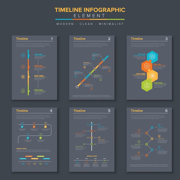 simple flat timeline infographic set template