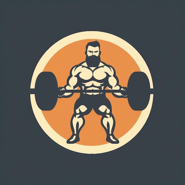 simple flat vector design of a weight lifting logo gym logo of strongman