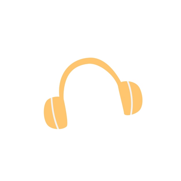 A simple flat vector illustration of yellow wireless headphones isolated on a white background