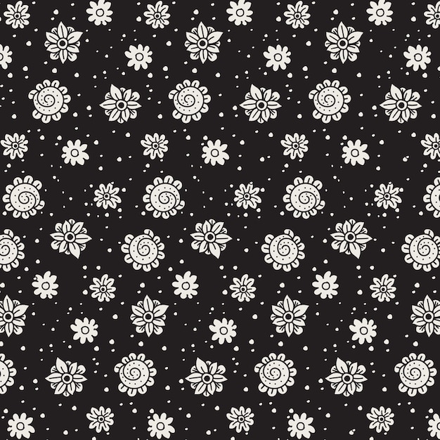 simple flora doodle pattern with dark background