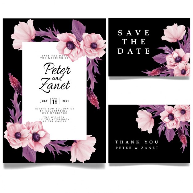 SIMPLE FLORAL DIGITAL  WEDDING EVENT INVITATION CARD EDITABLE TEMPLATE