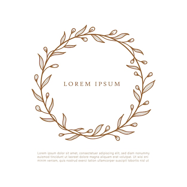 simple floral wreath decorative,round frame floral logo,wedding logo concept