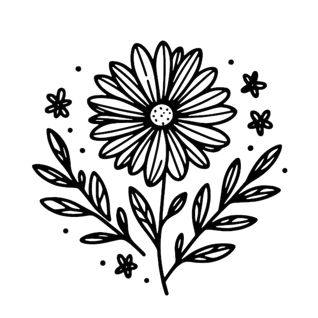 simple flower coloring page line art black and white Flower logo design